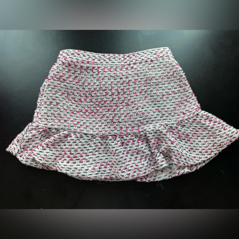 Janie and jack Pink and White Knit Skirt with Bow Detail